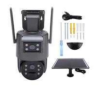 Lazmin112 Telecamera di Sicurezza Solare, Visione Notturna a Colori HD da 4 MP a 360° Senza Punto Cieco, Resistente All'acqua IP67, Avviso in Tempo Reale con Rilevamento del Movimento AI,