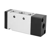 Lazmin112 Valvola Di Controlo Pneumatica A Lega Di Aluminio A 2 Posizioni A 5 Vie per Aria, Struttura A Colonna Scorreolole, Bassa ResisthelAltito, Facile Installazione, Eletata (4A410-15 G1/2”)