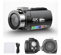 Lazmin112 Videocamera per Videocamera, Fotocamera da da 64 MP, Registratore Fotocamera Digitale Zoom 28x, Rotazione di 270 Gradi IPS da 3,0 Pollici, Autofocus Completamente Automatico