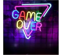 Lazmira Insegna al neon Insegna al neon a LED GAME OVER per la decorazione da parete della sala giochi Gamer Zone 30x32,8 cm