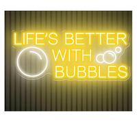 Lazmira Insegna al neon Lampada con atmosfera rilassante La vita è migliore le bollicine, insegna al neon, decorazione da parete, champagne(A)