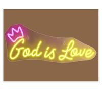 Lazmira Insegna al neon Lampada da tavolo Dio è amore Decorazione al neon per matrimonio, festa di fidanzamento 42 x 17 cm(A)