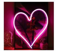 Lazmira Insegna al neon Lettere colorate, illuminazione al neon per interni, cartello a forma di cuore, da appendere alla parete(Rosa)