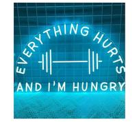 Lazmira Insegna al neon Per insegna al neon per ogni cosa che fa male e ho fame, luci da parete per palestra(70x44cm)