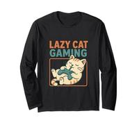 Lazy Cat Gaming - Retro Cozy Gamer Cat Maglia a Manica