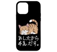 Lazy Cat giapponese Hiragana & Kanji lo farò domani carino Custodia per iPhone 12 mini