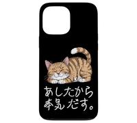 Lazy Cat giapponese Hiragana & Kanji lo farò domani carino Custodia per iPhone 13 Pro Max