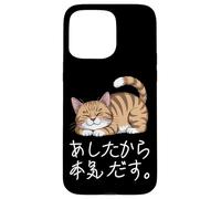 Lazy Cat giapponese Hiragana & Kanji lo farò domani carino Custodia per iPhone 15 Pro Max