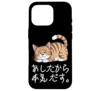 Lazy Cat giapponese Hiragana & Kanji lo farò domani carino Custodia per iPhone 16 Pro