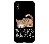 Lazy Cat giapponese Hiragana & Kanji lo farò domani carino Custodia per iPhone XS Max