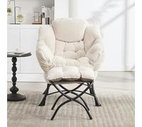 Lazy Chair with pouf, Modern Lounge Accent, Armrests and a Side Pocket, Leisure Upholstered Sofa Reading, Footrest for Small Space, Corner Chair (White)