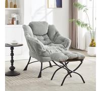Lazy Chair with pouf, Modern Lounge Accent, Armrests and a Side Pocket, Leisure Upholstered Sofa Reading, Footrest for Small Space, Corner Chair (Light Green)