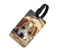 Lazy Dog Dog - Etichette per bagagli con carta d'identità, resistenti etichette per borse da viaggio, impermeabili, per valigie, zaini e custodie da viaggio, stile nero