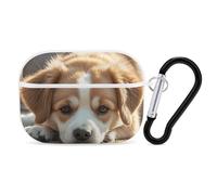 Lazy Dog Puppy AirPod Pro, custodia rigida antigraffio in policarbonato con portachiavi, accessorio per AirPod Pro 2°/1° custodia per donne e uomini, stile bianco