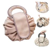 Lazy Drawstring Makeup Fashion Handbag, Makeup Storage Bag, Large Toiletry Bag Travel Makeup Bag Cosmetic Organizer, Makeup Bag with Drawstring (one size,Pink)