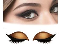 Lazy Eye Shadow Eyelash Patch, 2-in-1 Reusable Eye Makeup Stickers, Eyeshadow Lashes Makeup Stickers for All Eyeshapes (gold,1)