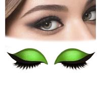 Lazy Eye Shadow Eyelash Patch, 2-in-1 Reusable Eye Makeup Stickers, Eyeshadow Lashes Makeup Stickers for All Eyeshapes (green,1)