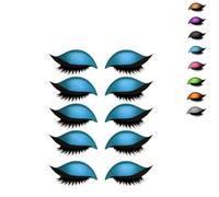 Lazy Eye Shadow Eyelash Patch, 2025 New Eyeshadow Eyelash Stickers, 3-in-1 Reusable Eye Makeup Stickers with False Lashes, 5 Pairs Colorful Eyeshadow, Easy to Apply Eyes Shadow (5 pairs-Blue)