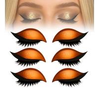 Lazy Eye Shadow Eyelash Patch, adesivi riutilizzabili 2 in 1 per ombretto e ciglia finte, ciglia finte naturali impermeabili e a lunga tenuta (Arancione)