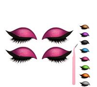 Lazy Eye Shadow Eyelash Patch, Eyeshadow and Lash Sticker, Eyeshadow Eyelashes Makeup Stickers for Eyes, 2-In-1 Reusable Eye Makeup Stickers With False Lashes & Shadow, 2 Pairs (Pink*2)