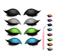 Lazy Eye Shadow Eyelash Patch, Eyeshadow and Lash Sticker, Eyeshadow Eyelashes Makeup Stickers for Eyes, 2-In-1 Reusable Eye Makeup Stickers With False Lashes & Shadow, 2 Pairs (4Pcs-A)