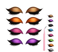 Lazy Eye Shadow Eyelash Patch, Eyeshadow and Lash Sticker, Eyeshadow Eyelashes Makeup Stickers for Eyes, 2-In-1 Reusable Eye Makeup Stickers With False Lashes & Shadow, 2 Pairs (4Pcs-B)