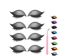 Lazy Eye Shadow Eyelash Patch, Eyeshadow and Lash Sticker, Eyeshadow Eyelashes Makeup Stickers for Eyes, 2-In-1 Reusable Eye Makeup Stickers With False Lashes & Shadow, 2 Pairs (Silver*4)