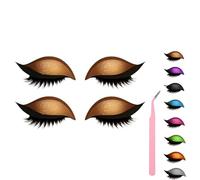 Lazy Eye Shadow Eyelash Patch, Eyeshadow and Lash Sticker, Eyeshadow Eyelashes Makeup Stickers for Eyes, 2-In-1 Reusable Eye Makeup Stickers With False Lashes & Shadow, 2 Pairs (Gold*2)