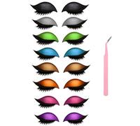 Lazy Eye Shadow Eyelash Patch, Eyeshadow and Lash Sticker, Eyeshadow Eyelashes Makeup Stickers for Eyes, 2-In-1 Reusable Eye Makeup Stickers With False Lashes & Shadow, 2 Pairs (8Mix)