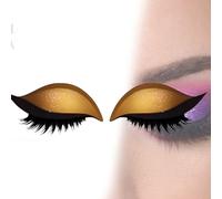 Lazy Eye Shadow Eyelash Patch, Eyeshadow Eyelashes Makeup Stickers - 3D Contour Self-Adhesive Reusable Eye Makeup Stencils with Precise Lash Line Guide for Effortless Glam Looks (Gold,1 pair)