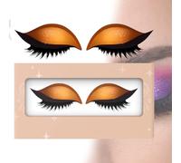 Lazy Eye Shadow Eyelash Patch, Eyeshadow Eyelashes Makeup Stickers - 3D Contour Self-Adhesive Reusable Eye Makeup Stencils with Precise Lash Line Guide for Effortless Glam Looks (Orange,1 pair)