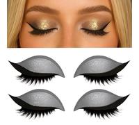 Lazy Eye Shadow Eyelash Patch,Patch di ombretto per occhi pigri 2 in 1 adesivi per il trucco per gli occhi riutilizzabili, adesivo 3D ombretto naturale (2 confezioni argento)