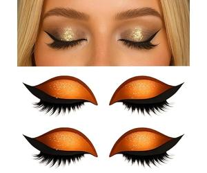 Lazy Eye Shadow Eyelash Patch,Patch di ombretto per occhi pigri 2 in 1 adesivi per il trucco per gli occhi riutilizzabili, adesivo 3D ombretto naturale (2 Pai arancione)