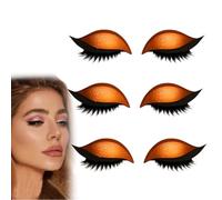 Lazy Eye Shadow Eyelash Patch, Reusable Eye Makeup Stickers, 2-In-1 With False Lashes & Shadow, Makeup Stencils Sticker for All Shapes (3pcs-F)