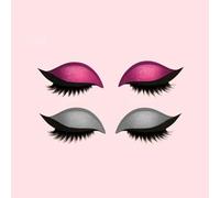 Lazy Eye Shadow Eyelash Patch riutilizzabile 2 in 1, adesivo delicato sulla pelle, con ciglia finte, stencil per ombretto facile da applicare per tutti (argento + rosa)