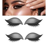 Lazy Eyeshadow Eyelash Patch, Reusable Makeup Sticker with Built-in Eyeliner, Glitter Eyeshadow & False Eyelashes (Gray)