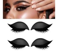 Lazy Eyeshadow Eyelash Patch, Reusable Makeup Sticker with Built-in Eyeliner, Glitter Eyeshadow & False Eyelashes (Black)