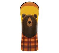 Lazy Gingham Brown Bear Sunset - Copritesta per mazze da golf, in pelle di alta qualità, con targhetta numerica, per Fairway Wood Hybrid