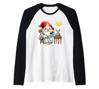 Lazy Grandpa Gnome For Dad With Vintage Telephone For Summer Maglia con Maniche Raglan