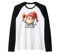 Lazy Grandpa Gnome In Bathrobe For Grilling Dad Funny Summer Maglia con Maniche Raglan