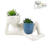 Lazy Guy Planter, Funny Planters for Indoor Plants, Lazy Little Character Flowerpot, Unique Lying Down Figure Garden Decor, Home Decoration for Family Friends (Blue)