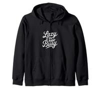 Lazy Is The New Busy Relaxed Productivity Puns |--- Felpa con Cappuccio