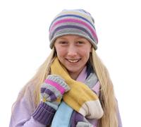 Lazy JacksSage Set Sciarpa Guanti e Cappello Contrasto Lavorato a (LJ415)