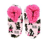 Lazy One Fuzzy Feet - Calzini da donna, graziose pantofole foderate in pile, antiscivolo, Orso nei piedi pelosi rosa del mattino, Small-Medium