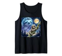 Lazy Sloth Climbing Tree Branch Moon Night Sky Animal Art Canotta