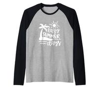 Lazy Summer Days Spiaggia Palma Tropicale Sole Mare Maglia con Maniche Raglan