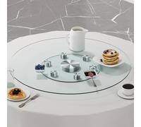 Lazy Susan, grande giradischi in vetro temperato da 77 cm, rotondo in vetro, vassoio rotante silenzioso e liscio, piatto da portata in vetro resistente, per riunioni di famiglia (77 cm)