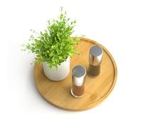 Lazy Susan Organizer Homerays da 22,9 cm, antiscivolo, in bambù, Lazy Susan, per cucina, portaspezie rotante per armadio da cucina, piatto girevole in legno per piano di lavoro della cucina