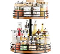 Lazy Susan, organizer per giradischi, regolabile, in legno, a 2 ripiani, girevole, 30,5 cm, Lazy Susan, per cucina, armadio, dispensa, tavolo da pranzo, bagno, bar, casa
