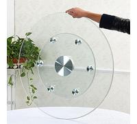 Lazy Susan Piatto da portata - Centrotavola in vetro temperato per tavolo da pranzo con 6 ruote rotanti, grande giradischi rotondo, rotazione silenziosa e liscia, cuscinetto 300 kg